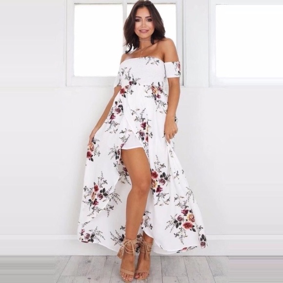 Off Shoulder Faux Wrap Floral Dress - Picture 4 of 8
